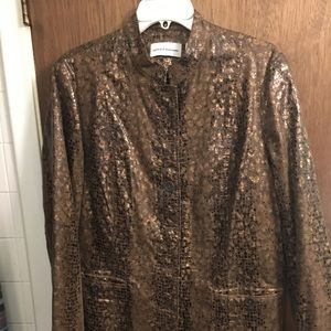 Alfred Dunner.   Metallic  leopard taupe jacket